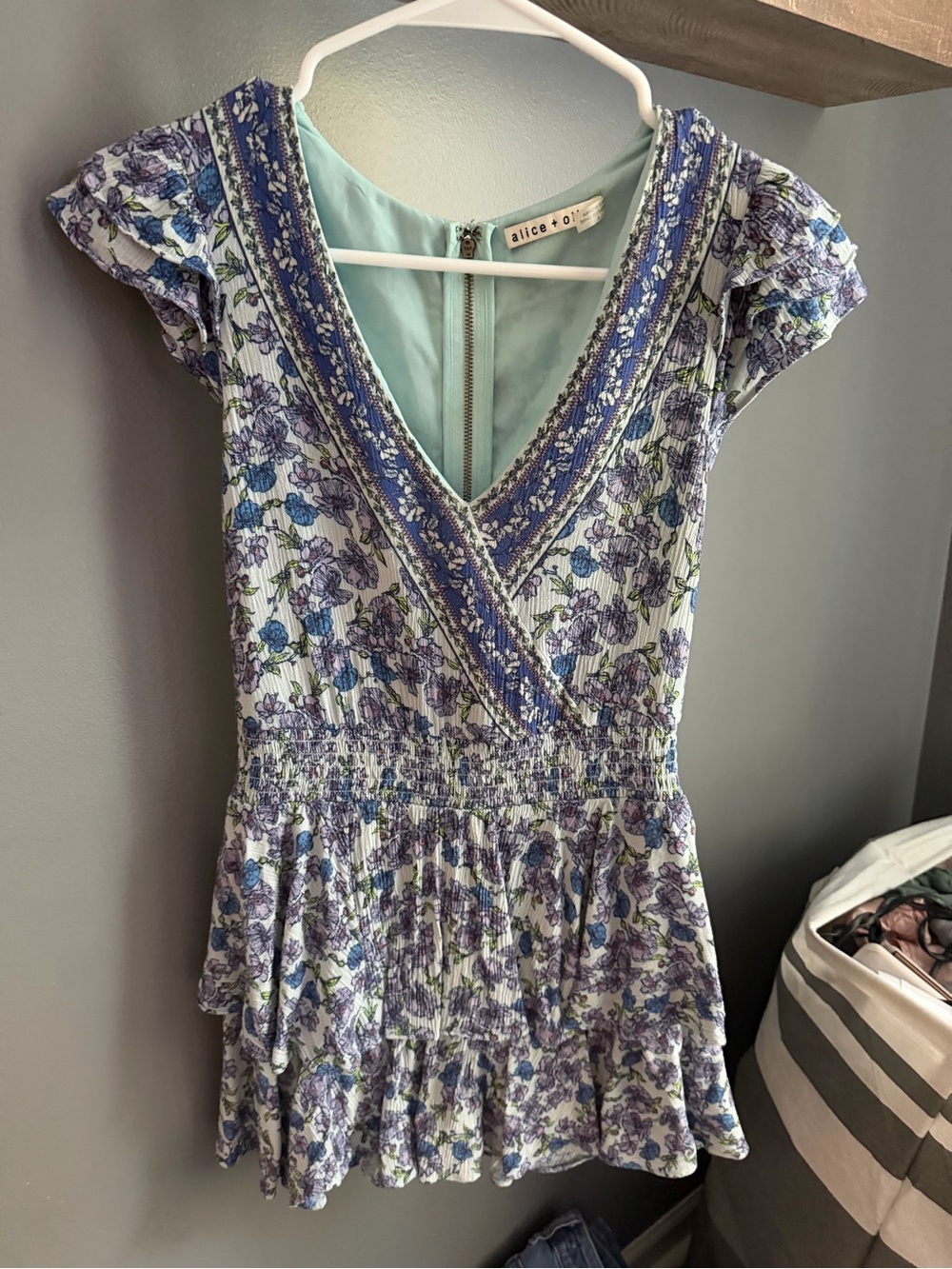 Alice + Olivia Mariska Floral Ruffle Skort Romper Size 4 Mini Dress Shorts - Picture 2 of 4